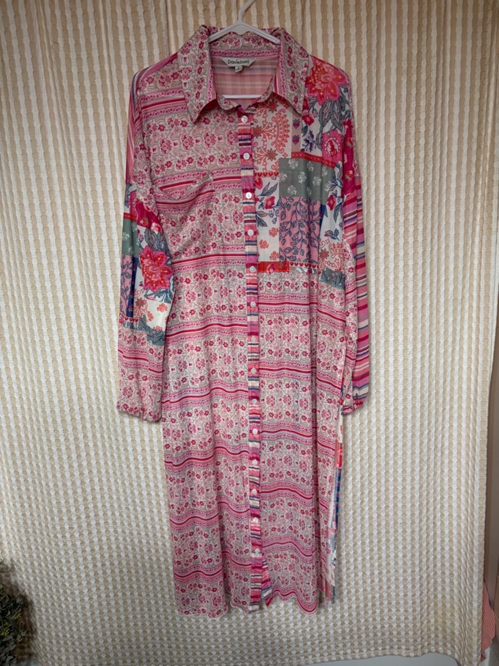 Davi Dani Pink Patchwork Button-Down tunic